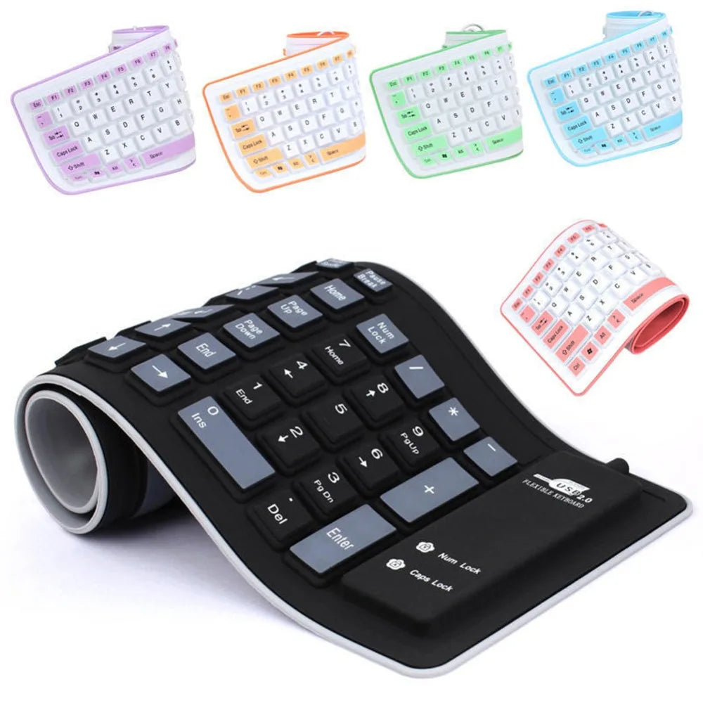BuyinCoins Foldable Silicone Keyboard — Waterproof Portable USB Wired Design