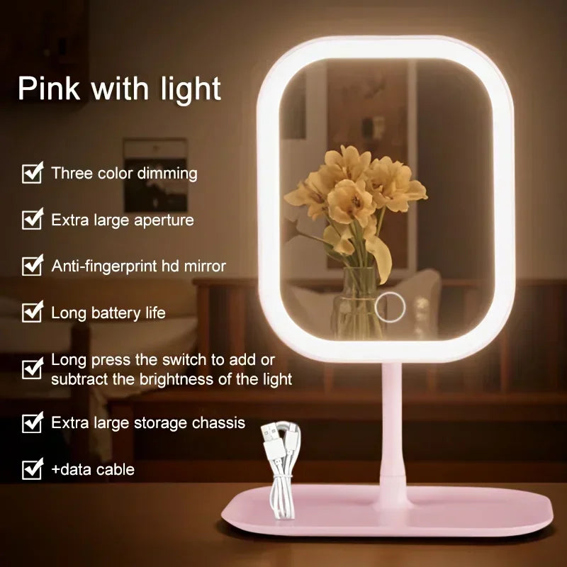 LED Makeup Vanity Mirror — Dimmable Touch Screen & 270-Degree Rotation