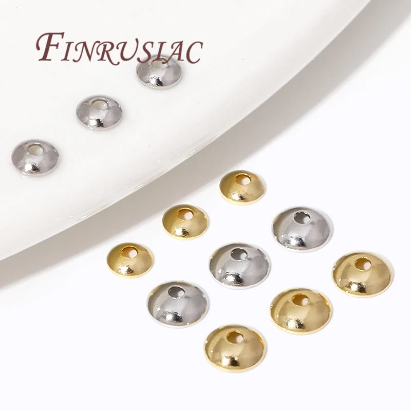 FINRUSIAC Gold Plated Brass Bead Caps — Round Jewelry Findings for DIY Necklaces