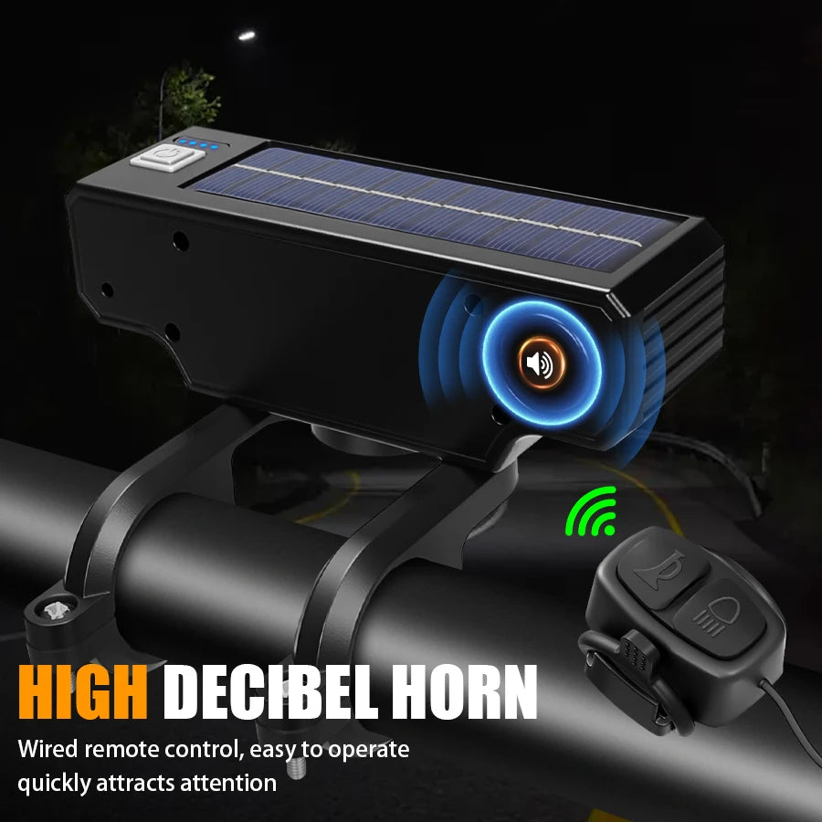 Heinast USB Rechargeable Bike LED Light — Waterproof Headlight with Integrated Horn
