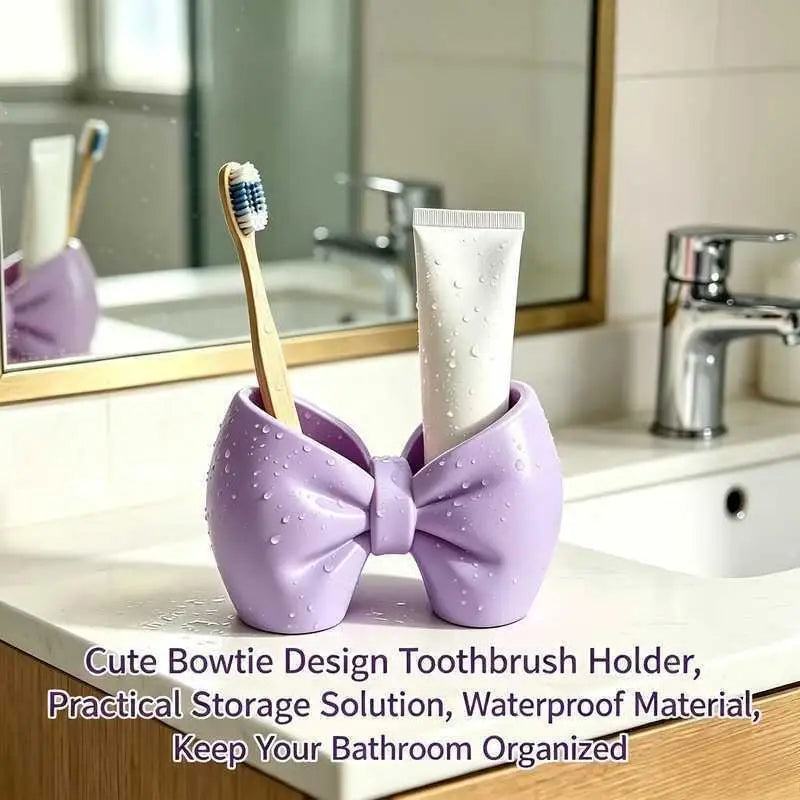 HELTFARM Bow Shaped Makeup Brush Organizer — Large Capacity Vanity Storage