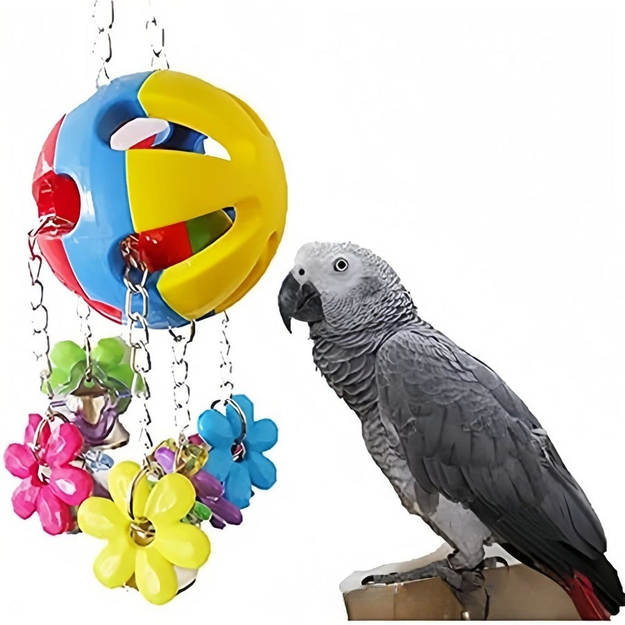 Colorful Bird Bell Ball Toy — Hanging Chew & Training Accessory