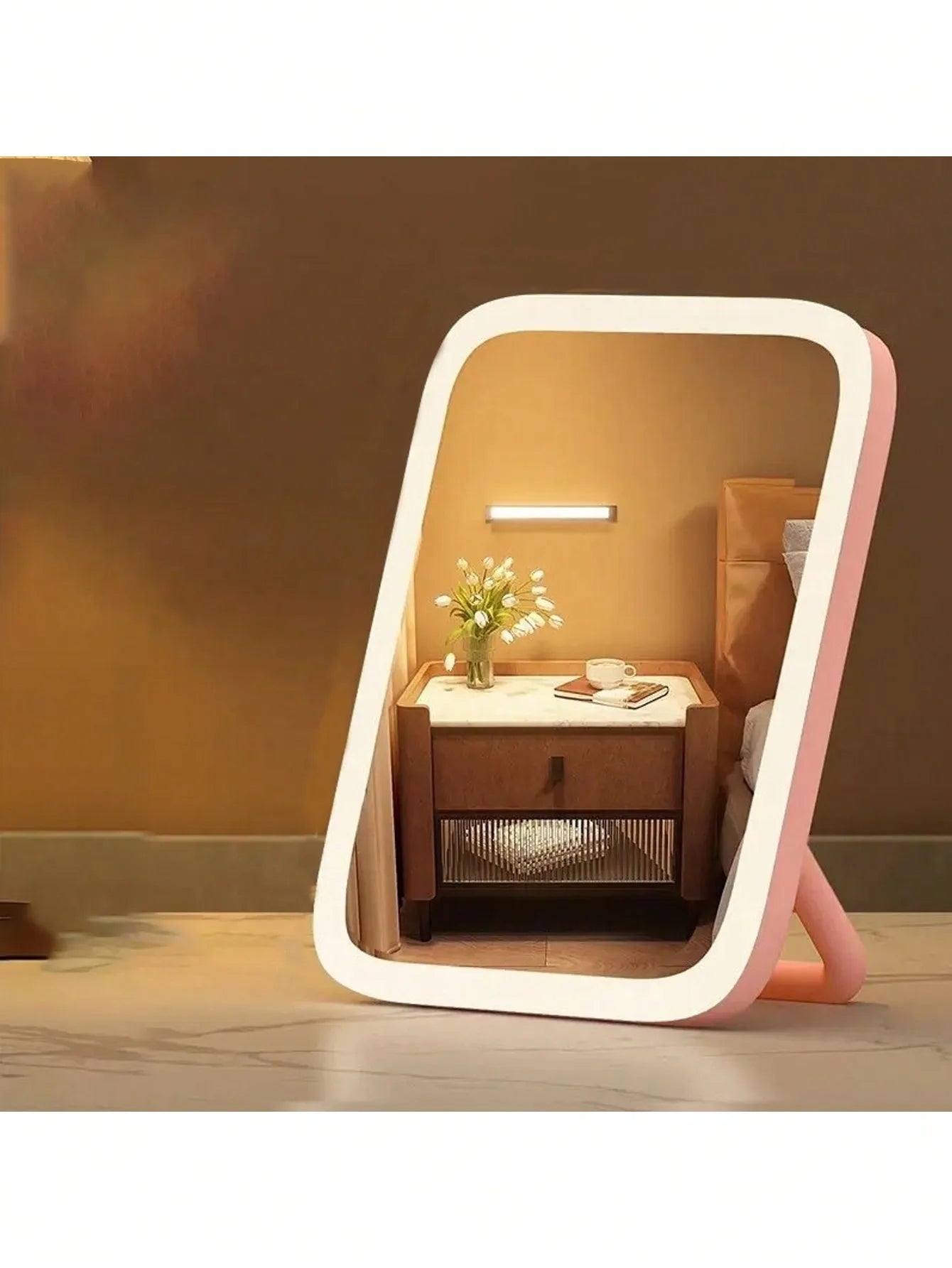 LED Makeup Mirror — 3-Color Lighting & 360° Rotation, Touch Control Vanity
