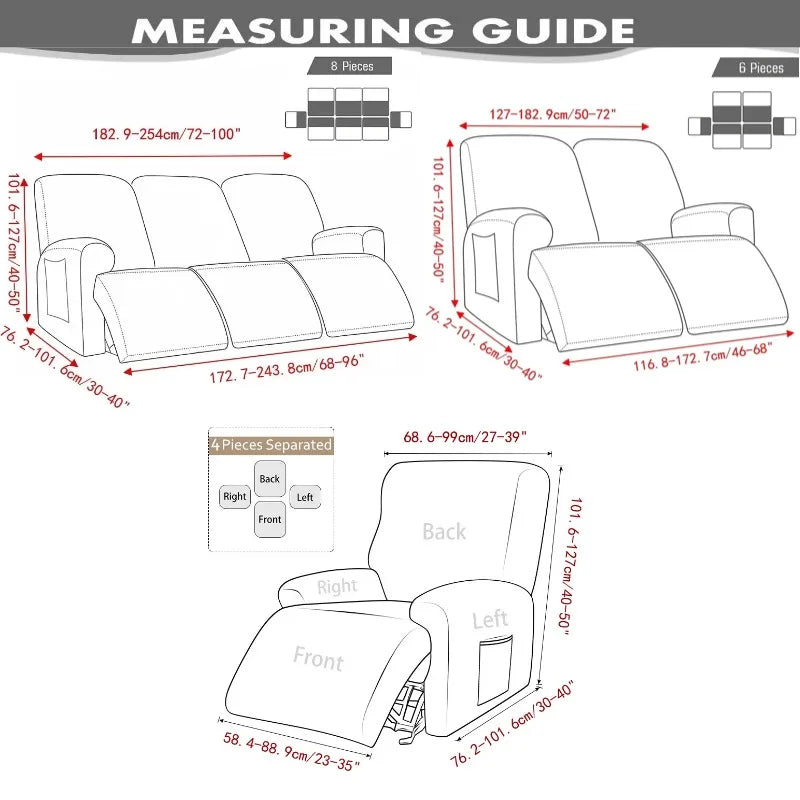 Yupartex Recliner Sofa Cover — Soft Polyester Slipcover for 1, 2, or 3 Seaters