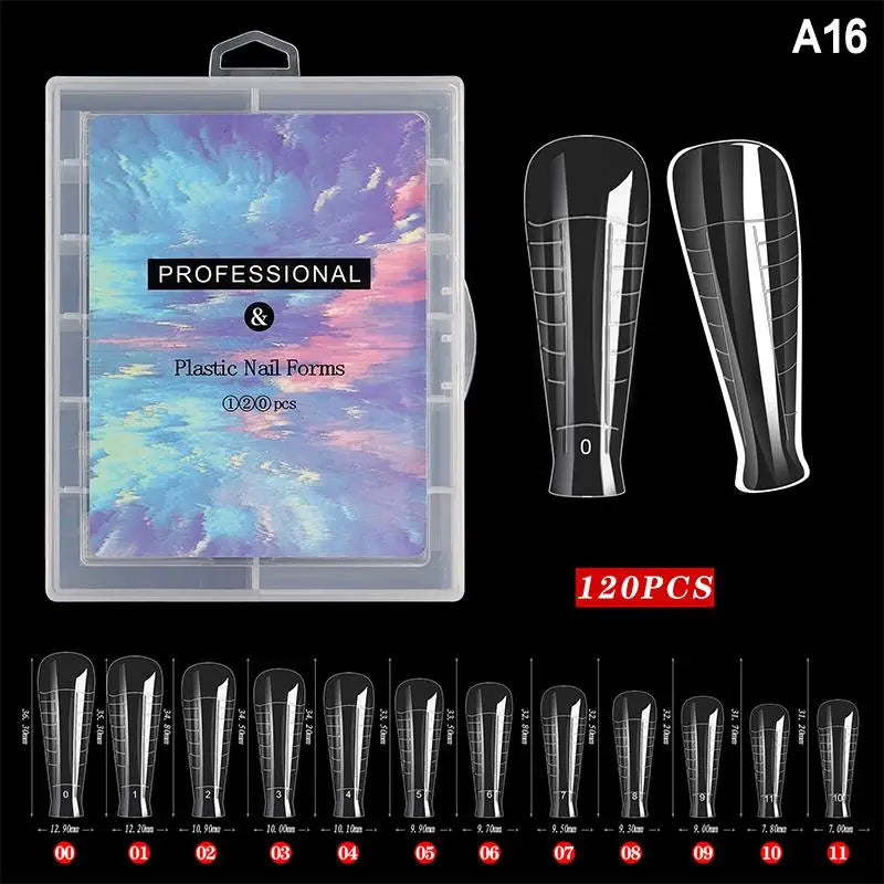 AQTOCNA Dual Form Nail Extension Tips — 120 Piece Quick Building Mold Set