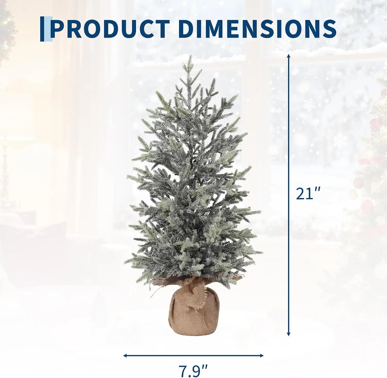 21-Inch Snow Flocked Mini Christmas Tree — Realistic Artificial Tabletop Decor
