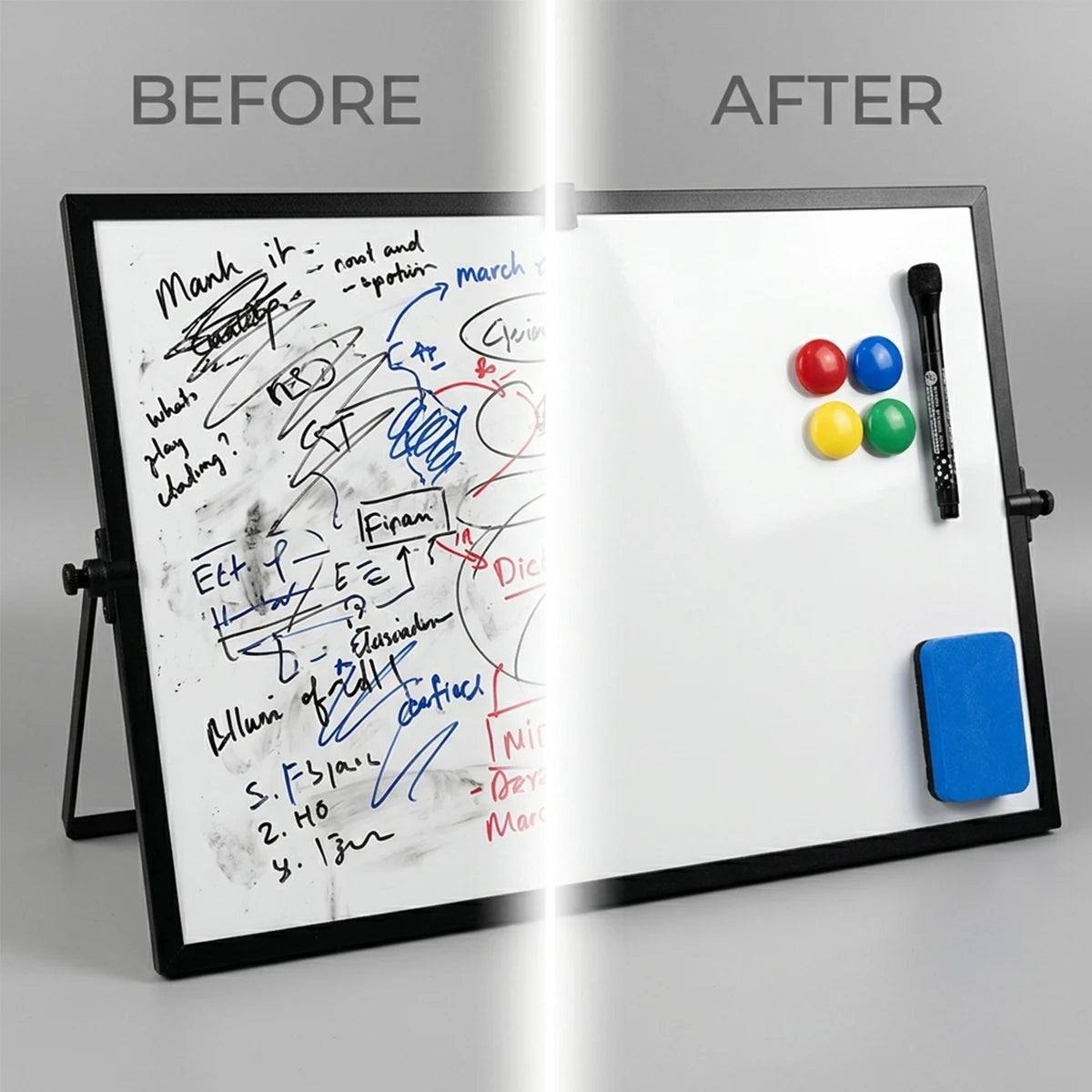 Double-Sided Dry Erase Whiteboard — Portable Surface for Planning and Drawing