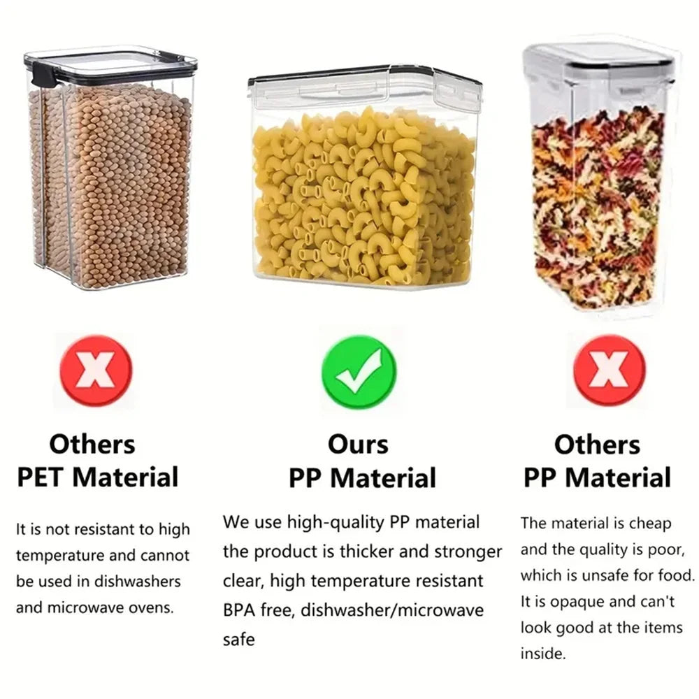 Airtight Food Storage Container Set — 7 Piece Plastic Organizer with Labels