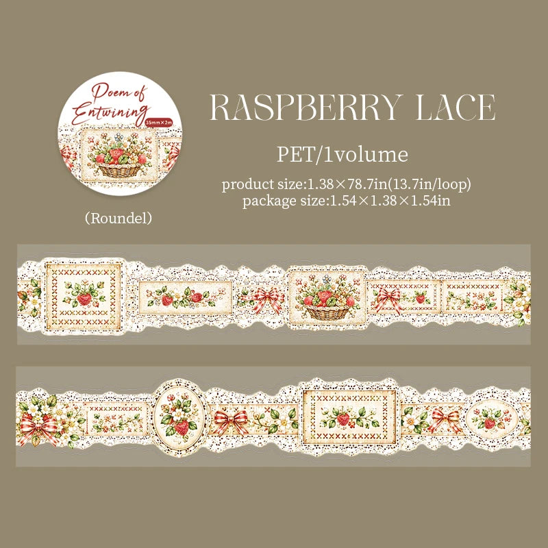 Floral Lace PET Washi Tape — Aesthetic Scrapbooking & Journal Decor