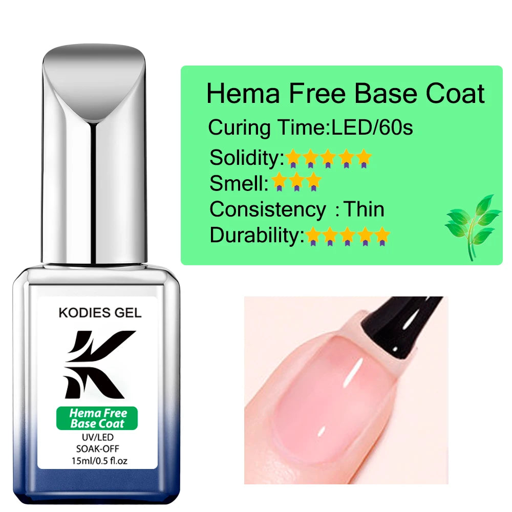 KODIES GEL Super Sticky Base Coat — Strong Semi-Permanent Nail Foundation