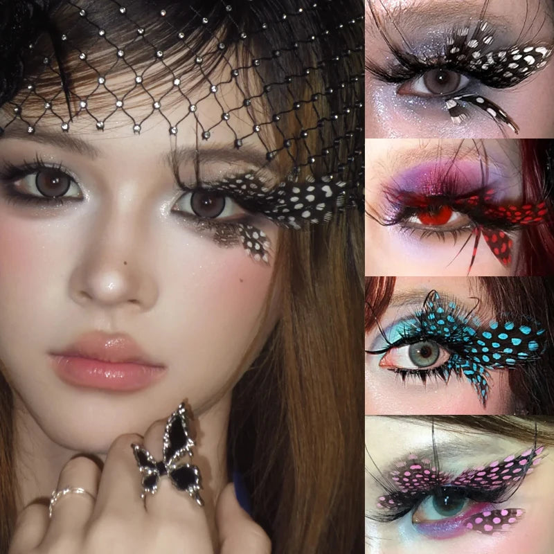 Artistic Butterfly Feather Eyelash Decor — Creative DIY Makeup Accents