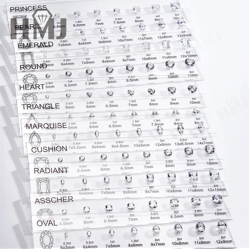 HMJ Gemstone Size Reference Chart — Cubic Zirconia Comparison Tool