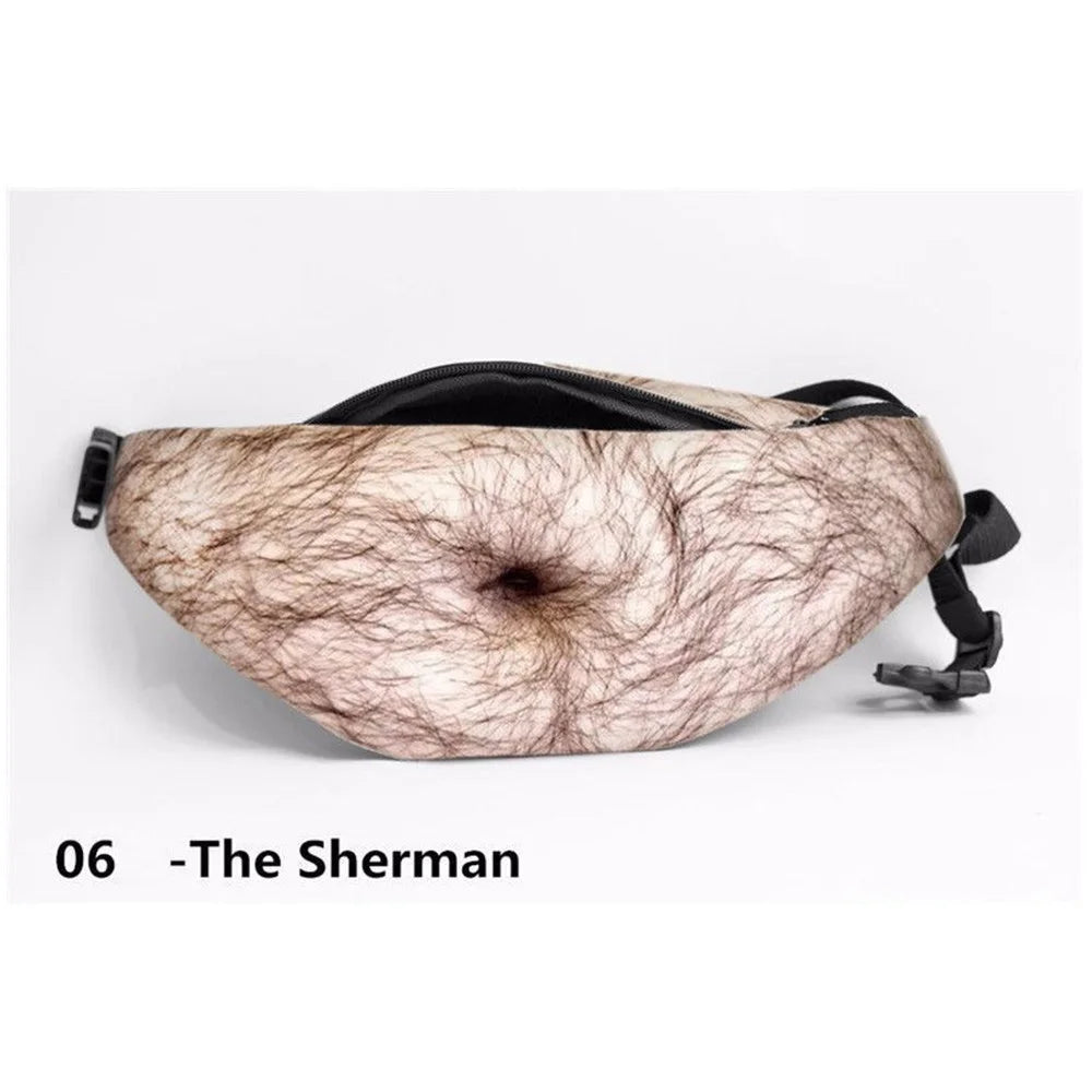 Funny Realistic Belly Waist Bag — Novelty Hip Pack for Parties and Travel
