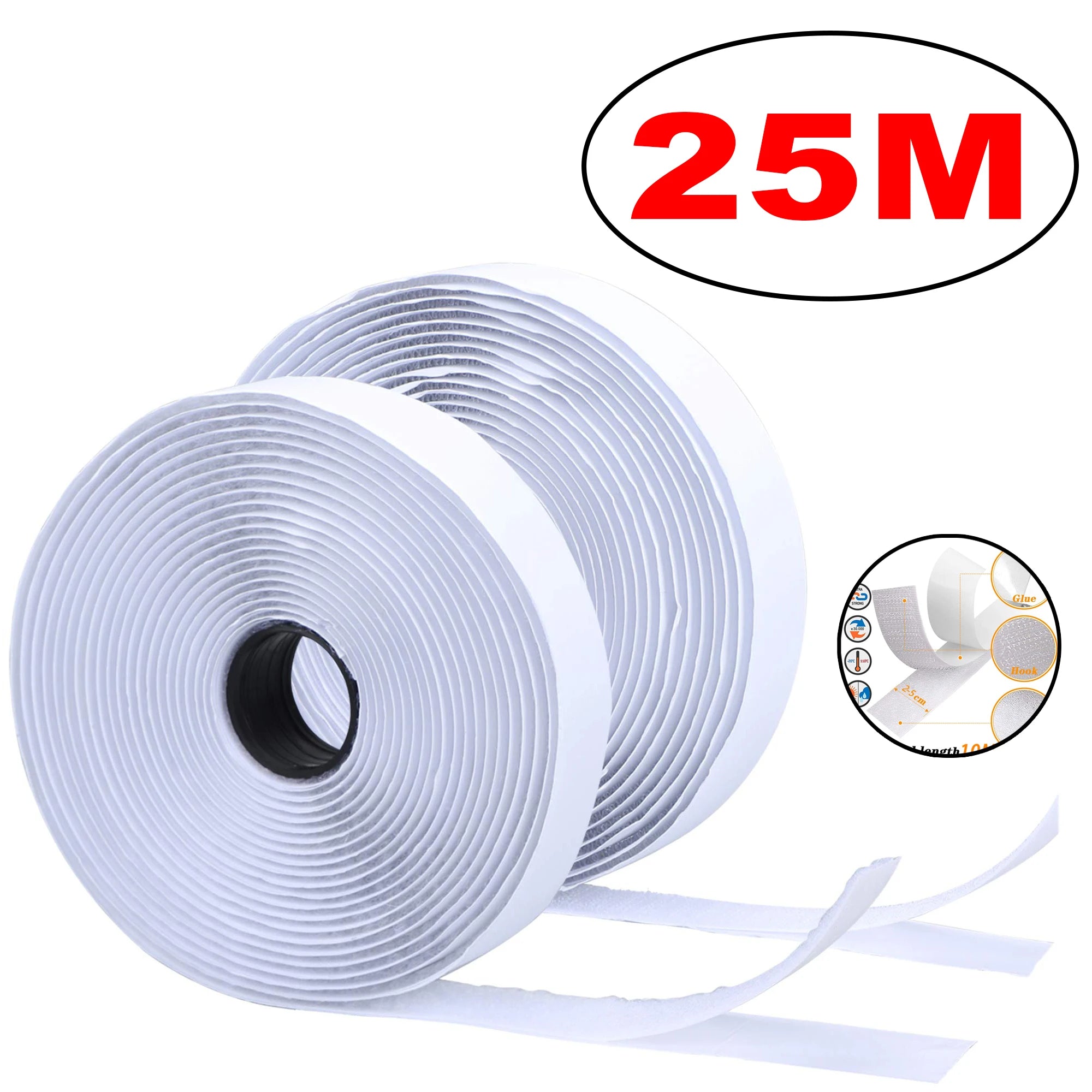 Self-Adhesive Hook and Loop Fastener Tape — Strong Double-Sided Magic Strips