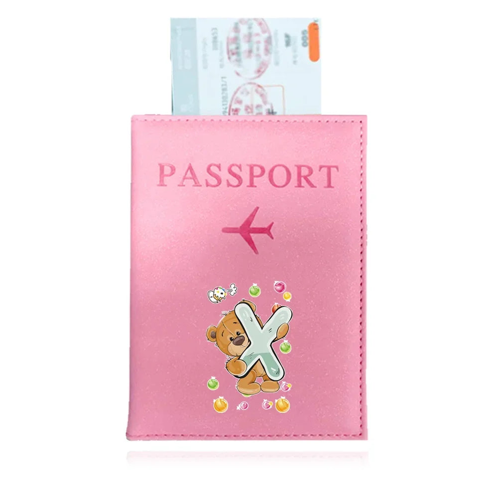 Bear Pattern Passport Cover — Protective PU Leather Travel Holder