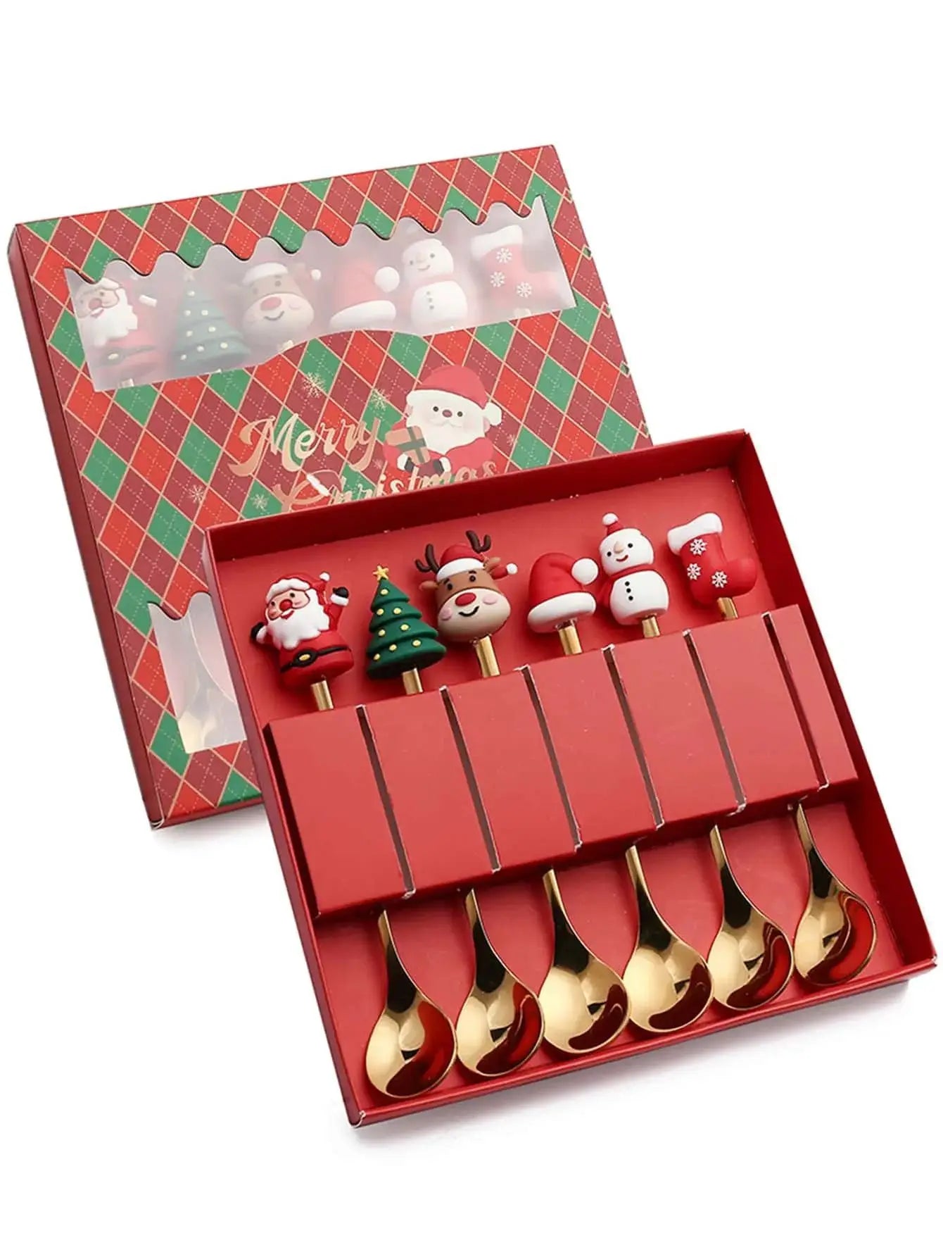 Christmas Themed Stainless Steel Cutlery Set — Decorative Santa Spoon and Fork