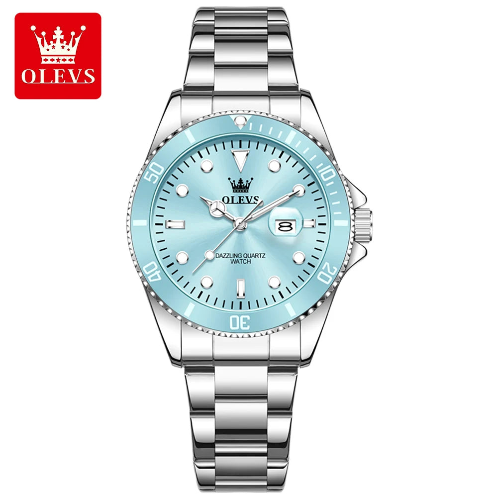 OLEVS Luxury Quartz Women's Watch — Elegant Stainless Steel Strap & Luminous Hands
