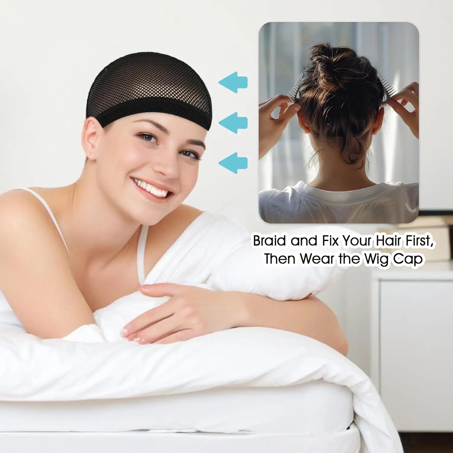 Black Crochet Wig Cap — Stretchable Mesh Hair Net for Secure Styling