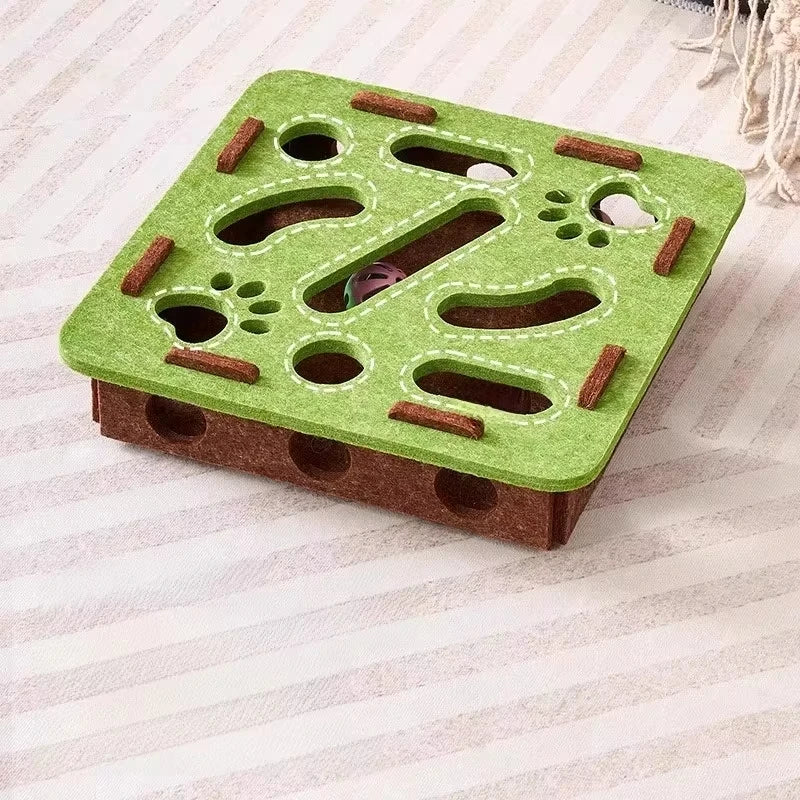 Interactive Felt Cat Puzzle Box — Indoor Exercise & Mental Stimulation Toy