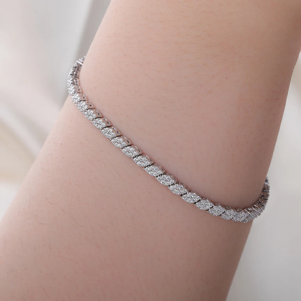 NKHOG Moissanite Tennis Bracelet — S925 Sterling Silver Sparkling Jewelry