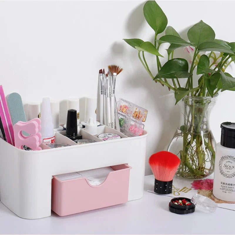 LULAA Desktop Cosmetic Organizer — Multi-Compartment Storage Box for Makeup and Nail Art