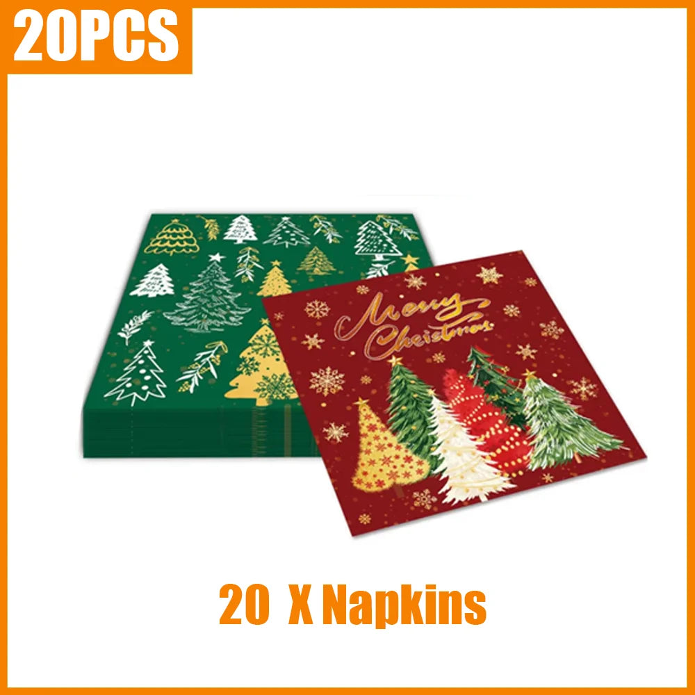 Christmas Tree Themed Tableware Kit — Festive Holiday Party Supplies