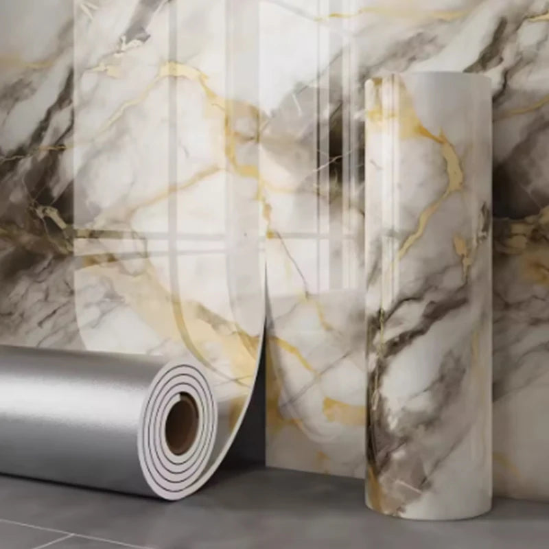 Marble Pattern Self-Adhesive Wallpaper — Waterproof Foam Wall Sticker