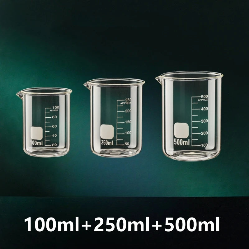 Borosilicate Glass Measuring Cup Set — Heat Resistant Graduated Beakers