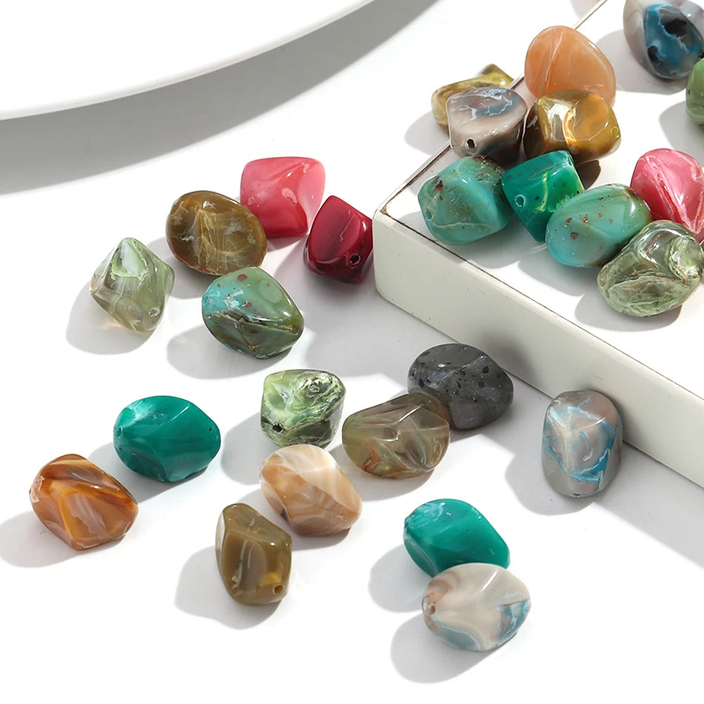Colorful Acrylic Irregular Geometric Beads — 30pcs Loose Spacer Stones for DIY Jewelry