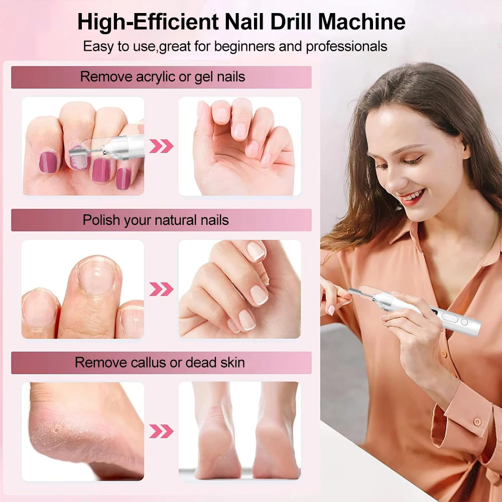 PEICON Electric Nail Drill Machine — Professional Manicure Kit with UV Lamp