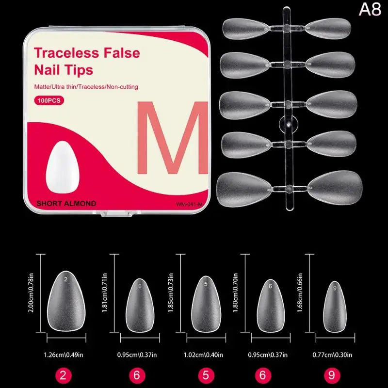 100PCS Clear False Nail Tips — Full Cover Press-On Extensions