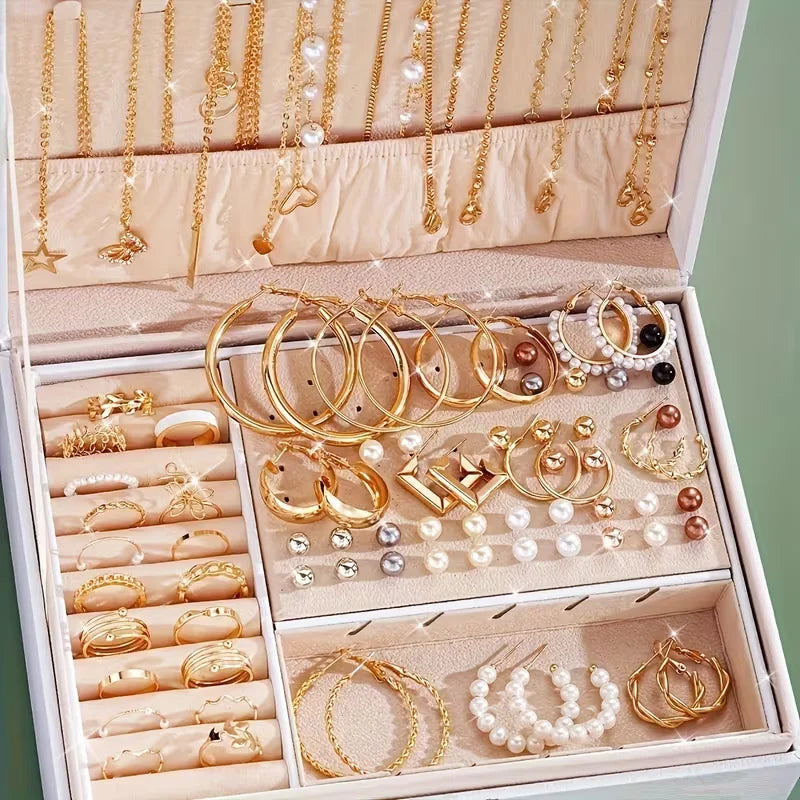 86 Piece Fashion Jewelry Set — Bohemian Pearl and Gold Plated Accessories