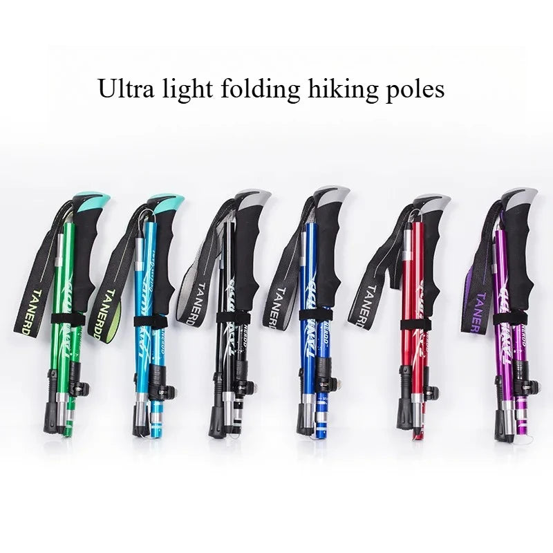 Aluminum Alloy Folding Hiking Stick — Lightweight Retractable Walking Pole