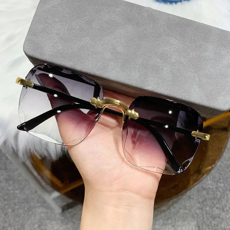 ZXWLYXGX Square Rimless Sunglasses — Luxury Fashion Eyewear Set