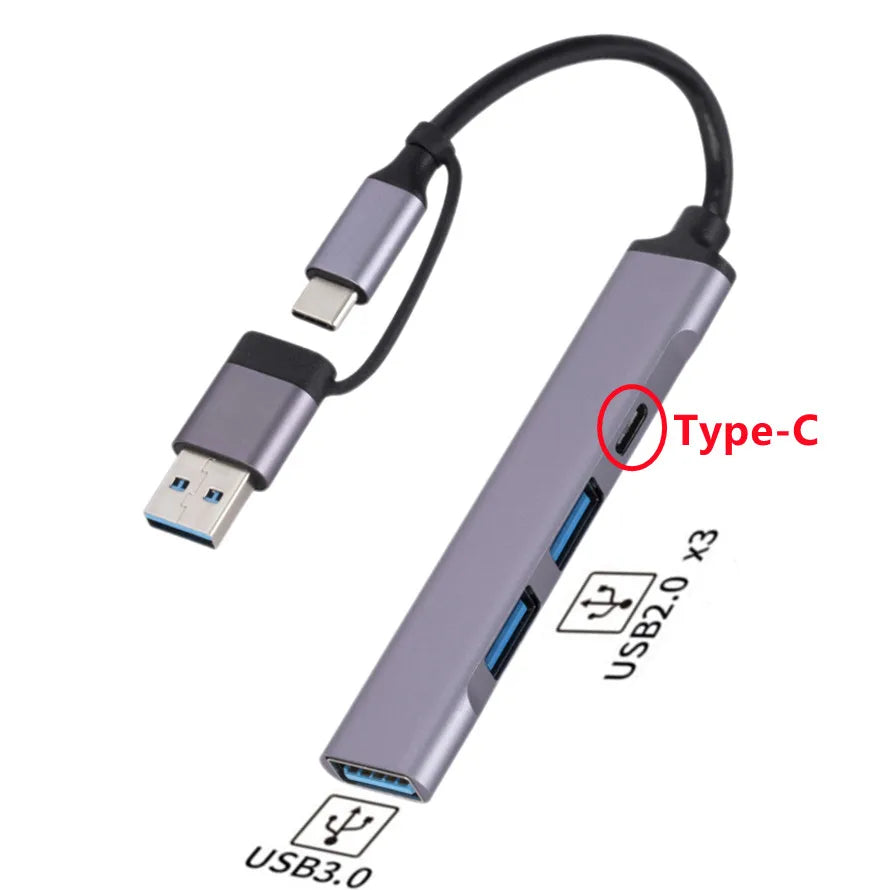 MnnWuu USB-C Multiport Hub — High Speed 5Gbps 4-in-2 Data Splitter