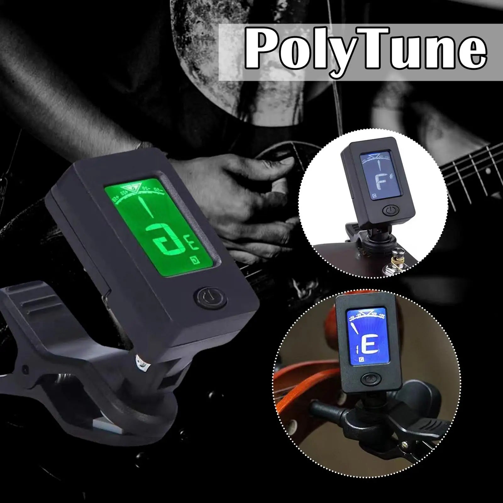 Clip-On Electronic Instrument Tuner — Accurate Pitch for Guitar and Bass