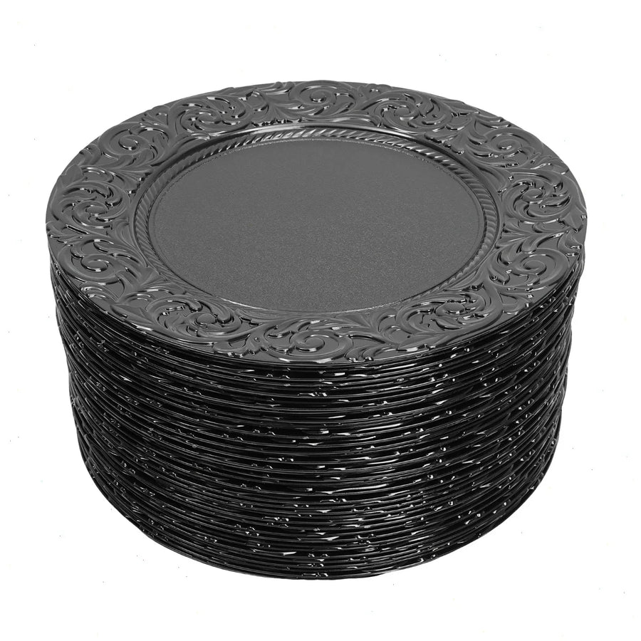 Bymaocar 100Pcs Charger Plate Set — Elegant Floral Embossed Serving Plates