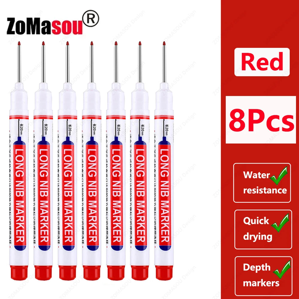 Deep Hole Marker Pen — Waterproof Long Head Woodworking Tool
