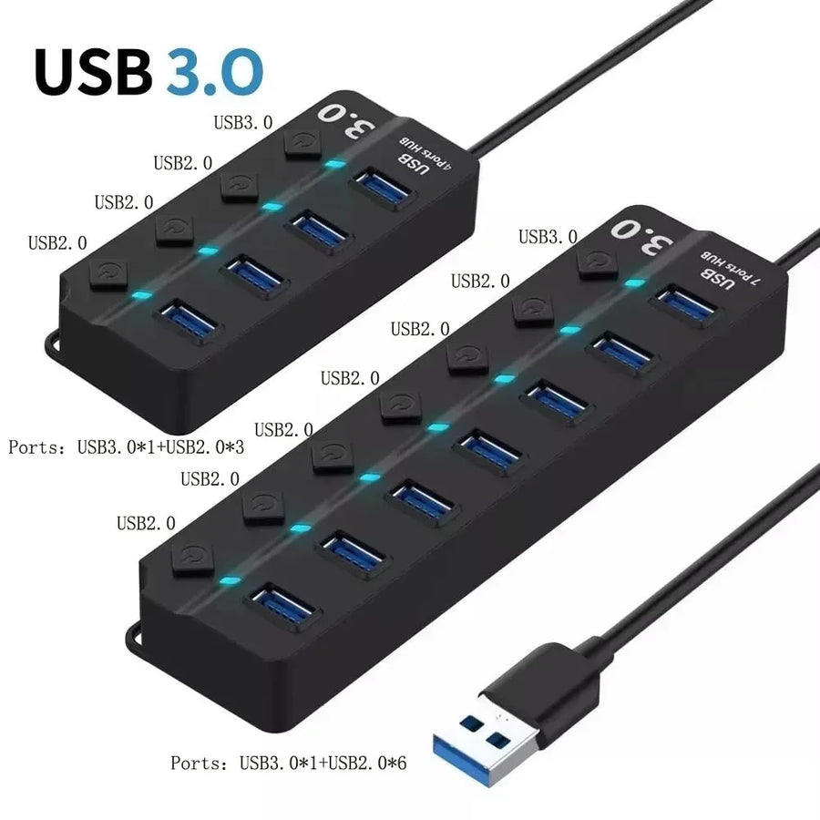 PHONEPACE USB 3.0 Hub — Multi-Port Expansion with Independent Switches