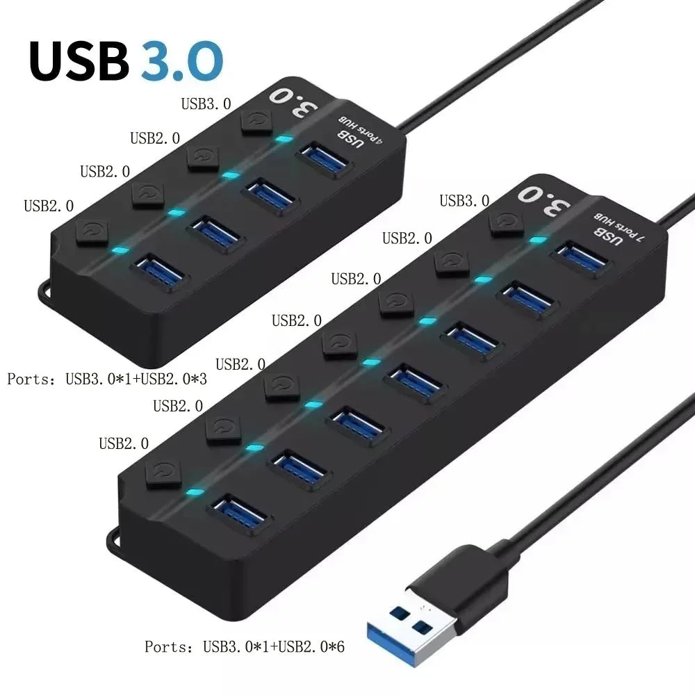 PHONEPACE USB 3.0 Hub — Multi-Port Expansion with Independent Switches