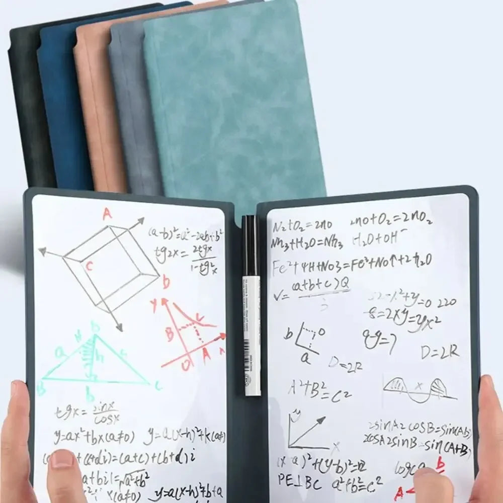 Reusable Whiteboard Notebook Set — Portable Weekly Planner with Leather Cover