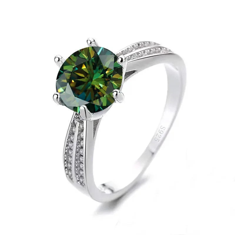 Moissanite Sterling Silver Ring — Classic Round Cut Engagement Jewelry