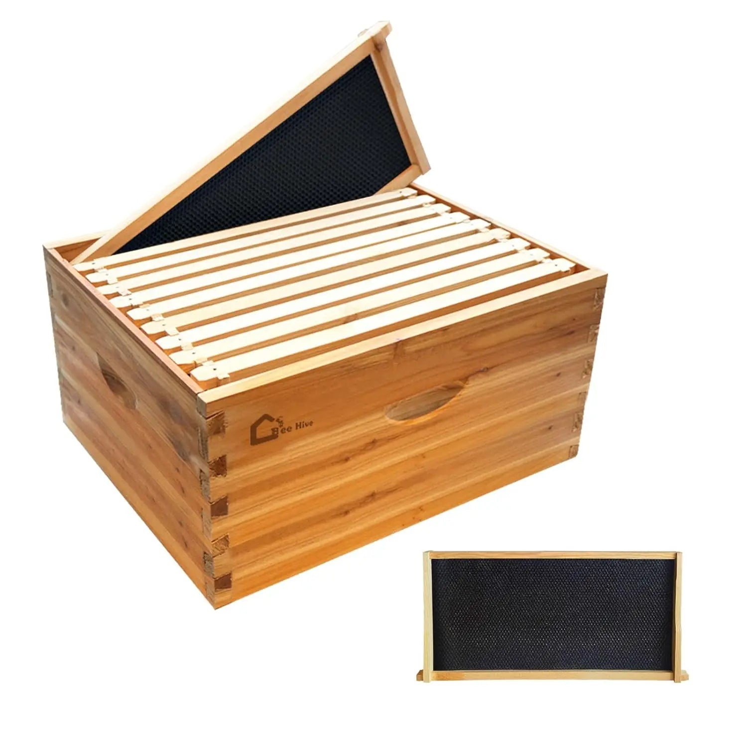 TWISTER.CK 10-Frame Deep Beehive Box — Beeswax Coated Cedarwood Hive