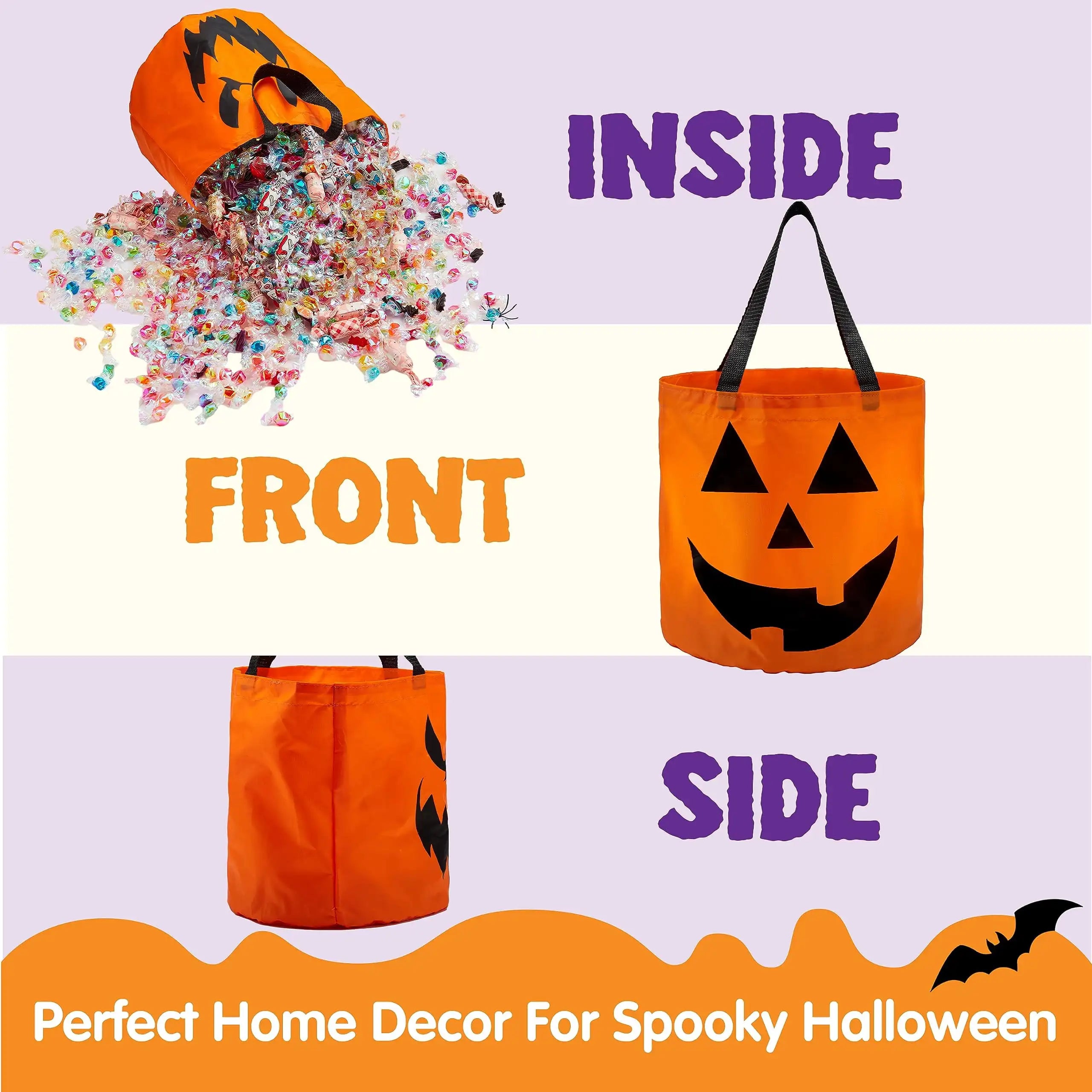 Joyfy LED Pumpkin Candy Buckets — Light-Up Trick or Treat Bags, 2 Pack