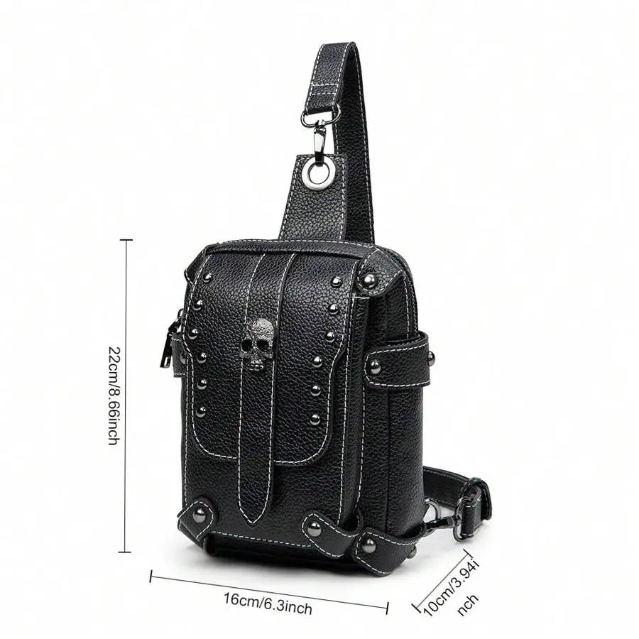Vintage Steampunk Skull Crossbody Bag — Biker Style Cell Phone Wallet