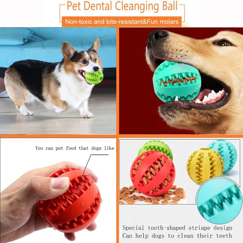 Interactive Rubber Pet Toy Ball — Durable Chew Toy & Treat Feeder