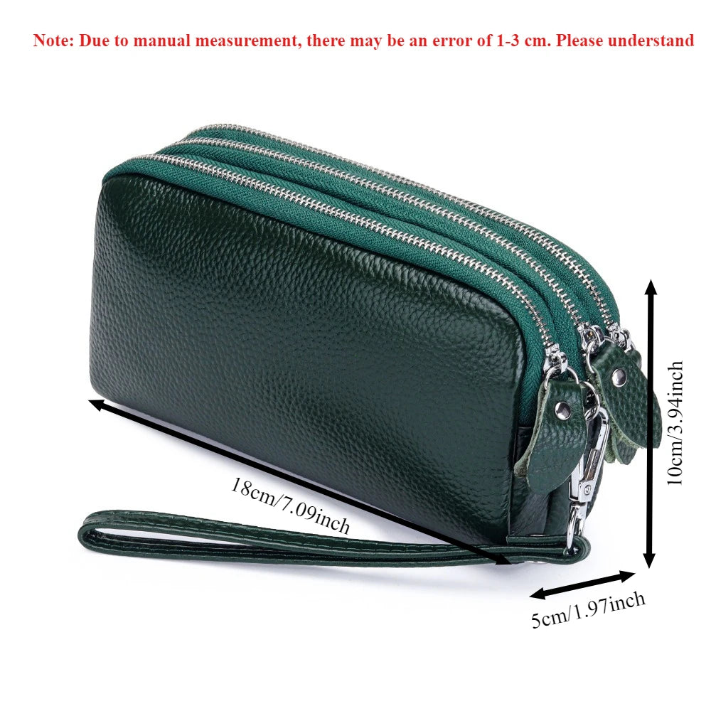 macroupta Genuine Leather Long Wallet — Large Capacity Wristlet Clutch