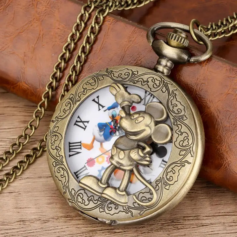 YISUYA Antique Bronze Pocket Watch — Vintage Quartz Pendant with Chain