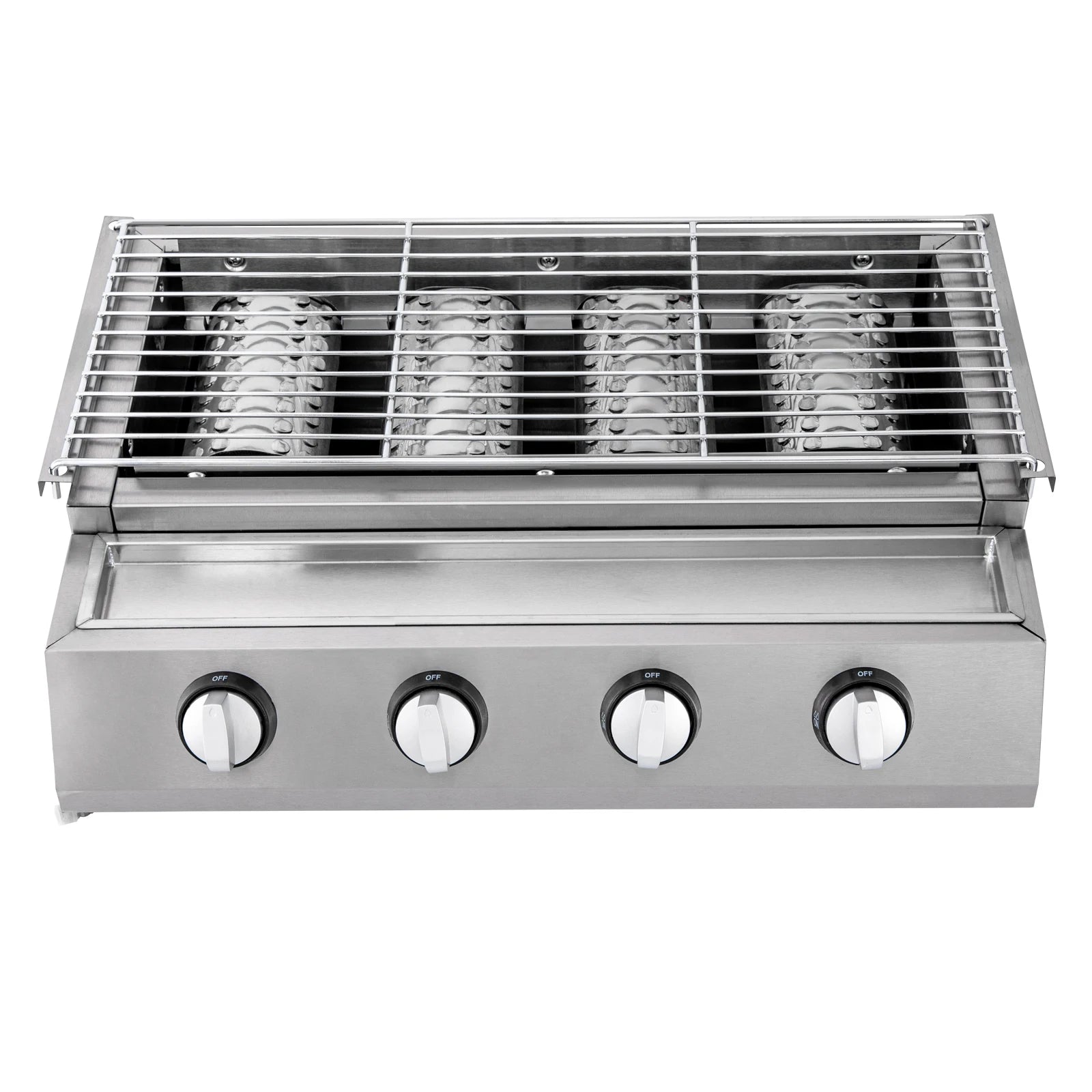 Professional 4-Burner Stainless Steel Gas Grill — Portable Smokeless Tabletop BBQ