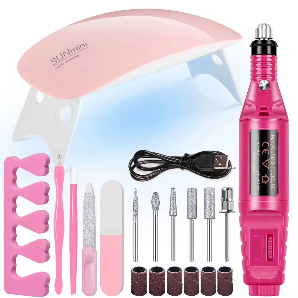 LULAA Professional Manicure Set — Electric Nail Drill & UV Lamp Kit